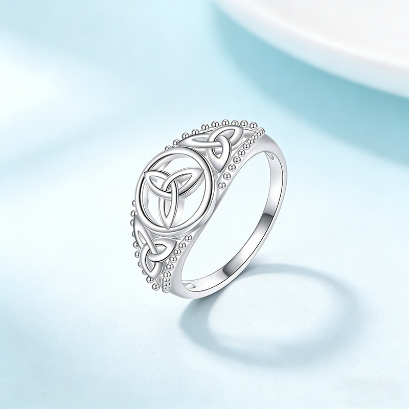 Women's Celtic Knot S925 Silver Ring, Gift for Girlfriend